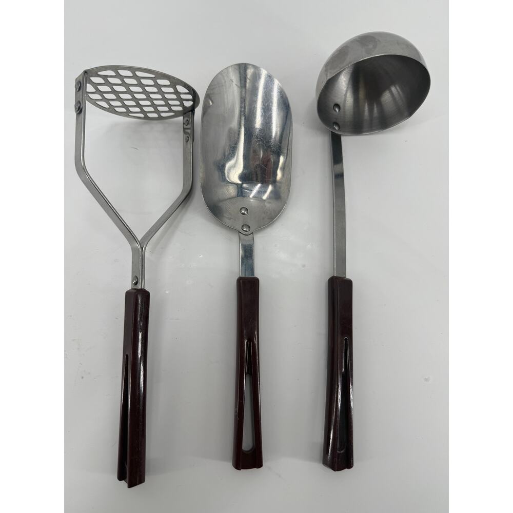 Stanhome Stainless Steel Kitchen Utensil Set Ladle Scoop Masher Vintage Retro